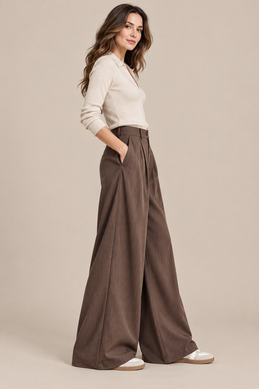 Annie | Cordhose Damen mit weitem Bein und Bundfalten