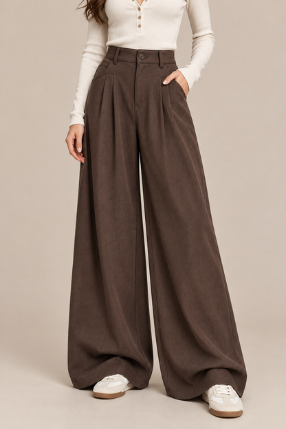 Annie | Cordhose Damen mit weitem Bein und Bundfalten