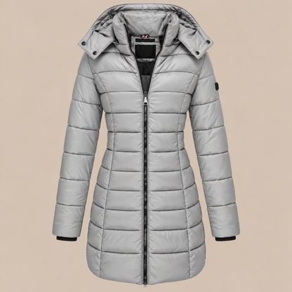 Arlene | Steppjacke Damen mit Kapuze und langem Schnitt