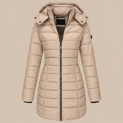 Arlene | Steppjacke Damen mit Kapuze und langem Schnitt