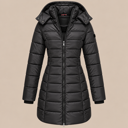 Arlene | Steppjacke Damen mit Kapuze und langem Schnitt