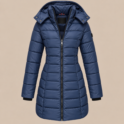 Arlene | Steppjacke Damen mit Kapuze und langem Schnitt