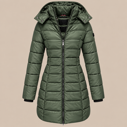 Arlene | Steppjacke Damen mit Kapuze und langem Schnitt