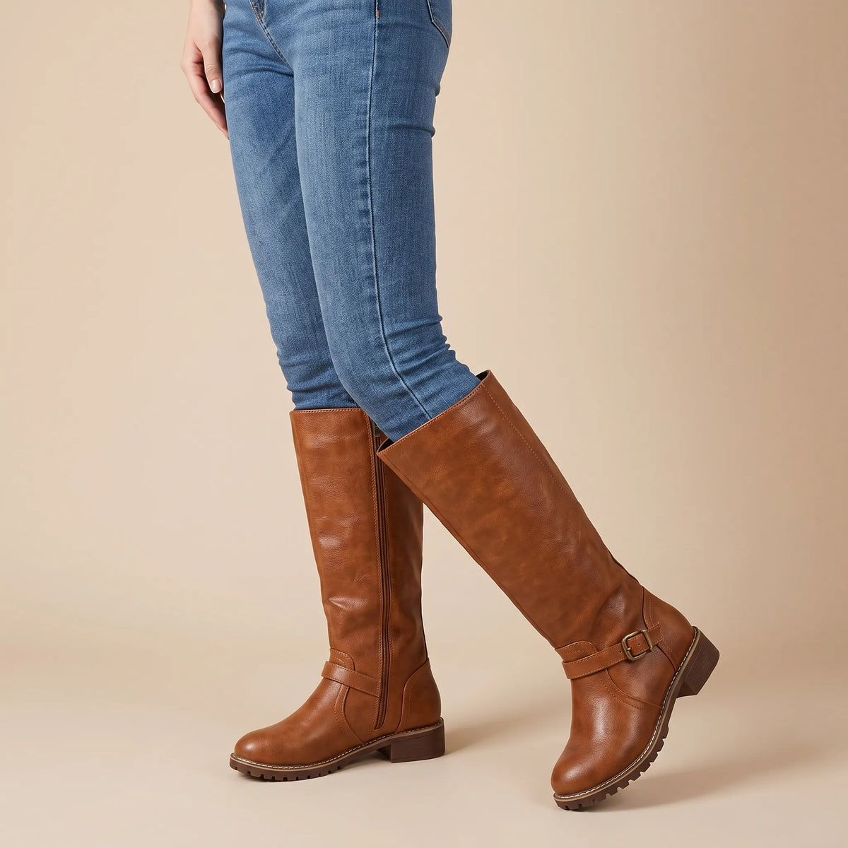 AutumnStride | Braune Kniehohe Damenstiefel