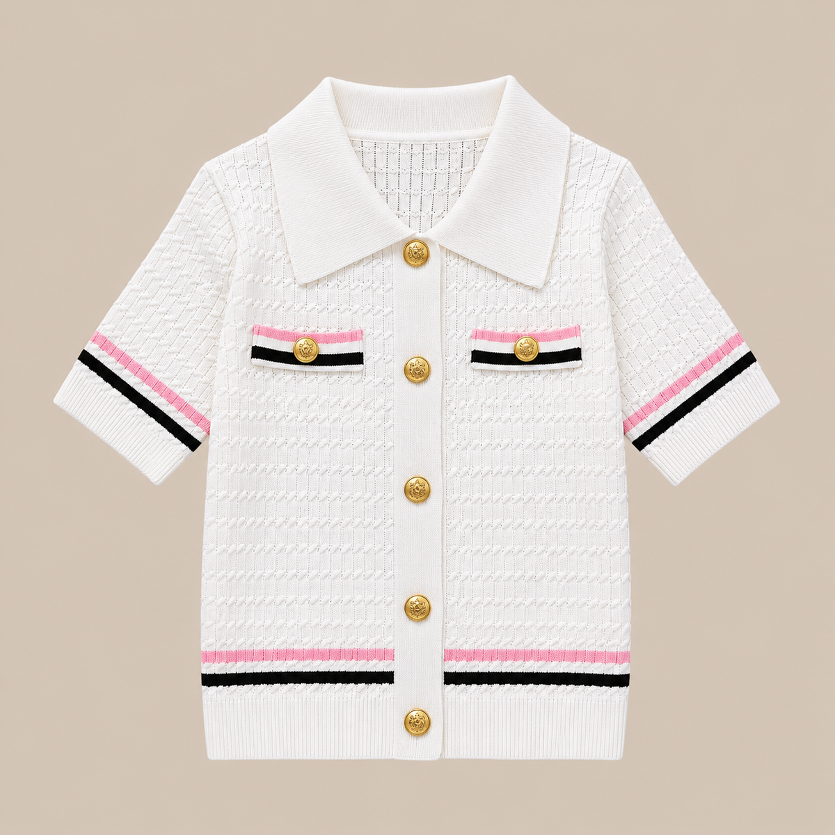 Avonne | Cardigan Damen Kurzarm mit Kontrastdetails