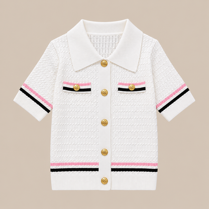 Avonne | Cardigan Damen Kurzarm mit Kontrastdetails