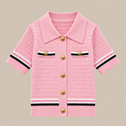 Avonne | Cardigan Damen Kurzarm mit Kontrastdetails