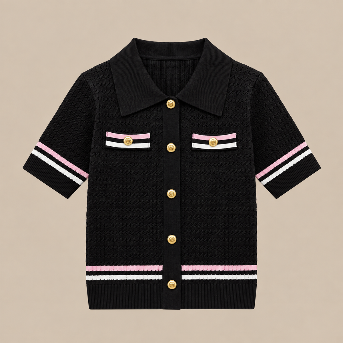 Avonne | Cardigan Damen Kurzarm mit Kontrastdetails