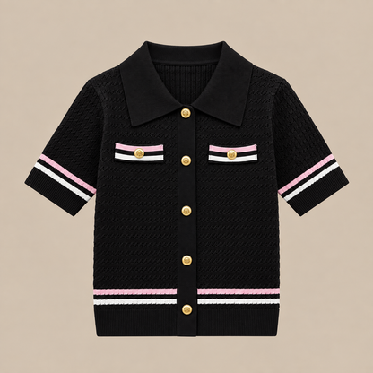 Avonne | Cardigan Damen Kurzarm mit Kontrastdetails