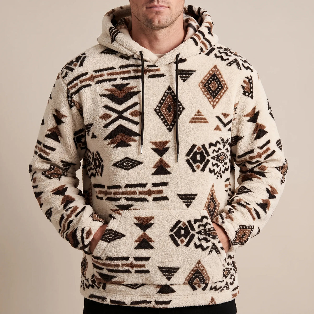 Azteqo | Flauschiger Kapuzenpullover Mit Geometrischem Muster