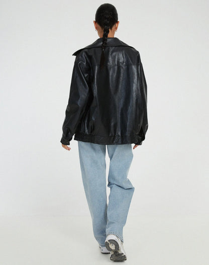 Vera | Damen Vintage Vegan Leder Oversized Jacke