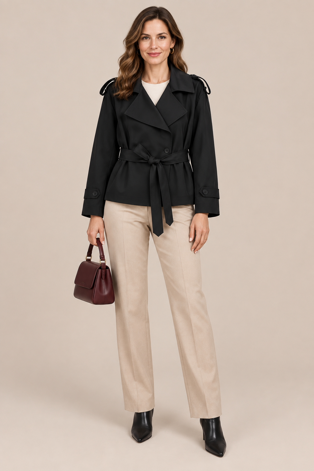 Bella | Trenchcoat Damen Kurz mit Bindegürtel