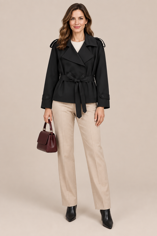 Bella | Trenchcoat Damen Kurz mit Bindegürtel