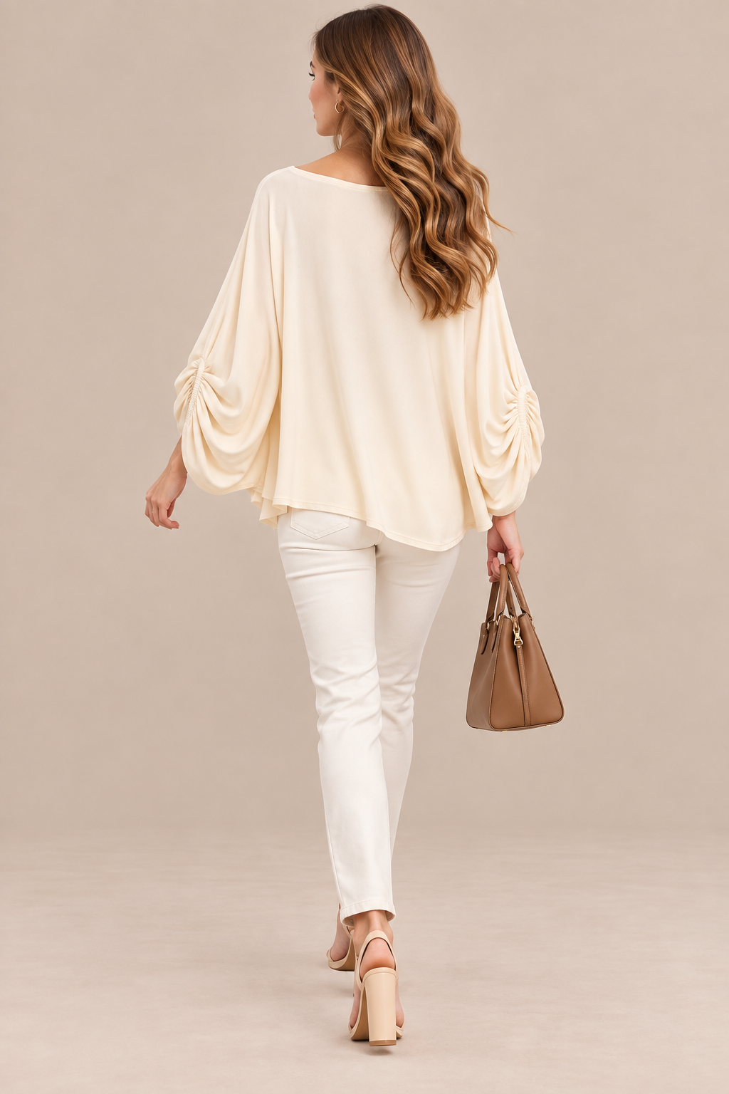 Bella | Wollpullover Damen mit drapierten Ärmeln