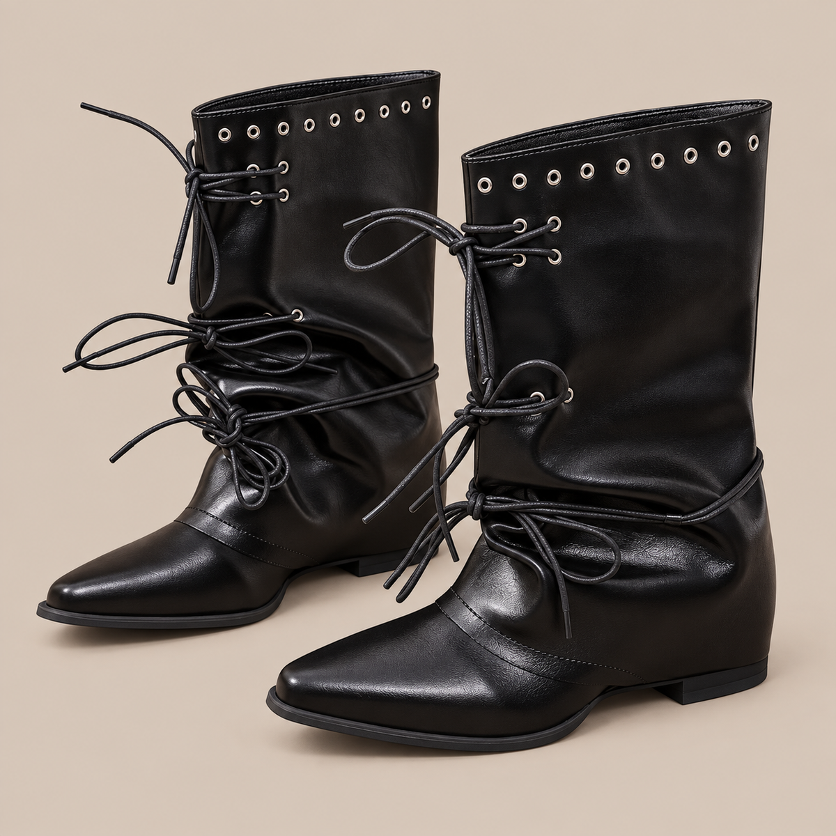 Bernadeth | Fold Over Boots Damen mit Schnürdetails