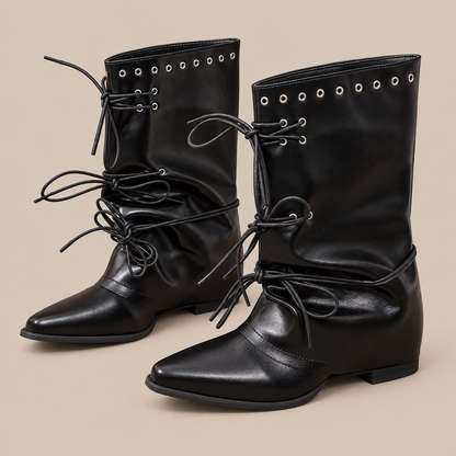 Bernadeth | Fold Over Boots Damen mit Schnürdetails