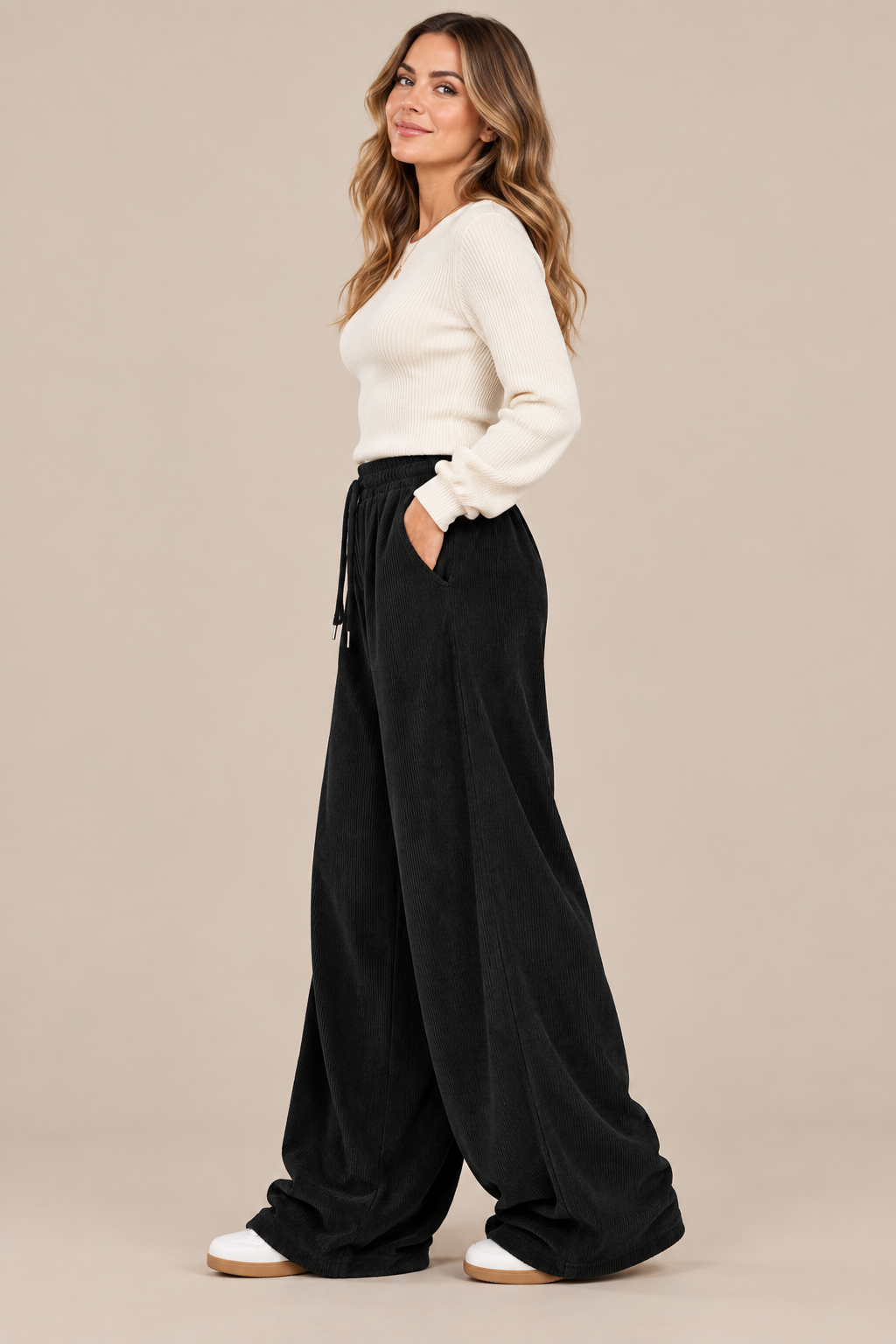 Beverly | Cordhose Damen mit extra weitem Bein und Kordelzug