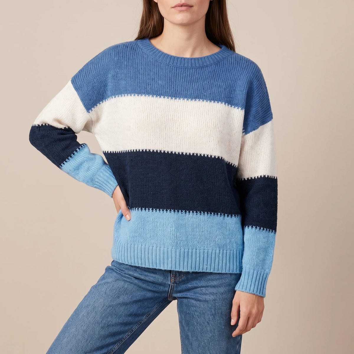 BlockKnit | Gestreifter Oversize Pullover