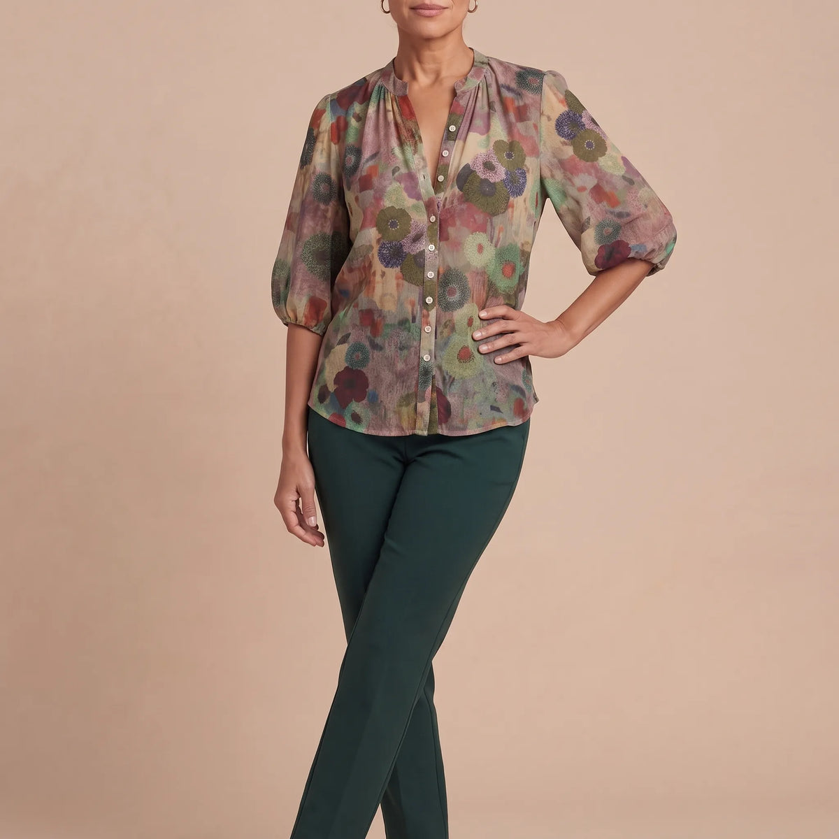 Bloomira | Weit Geschnittene Florale Damenbluse
