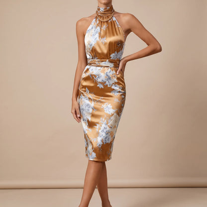 Bloomra | Figurbetontes Neckholder-Midikleid