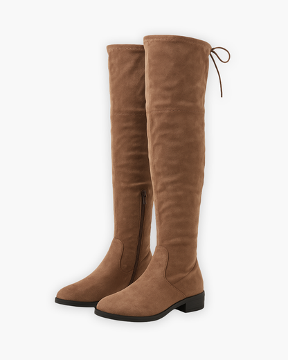 Flache Overknee Stiefel mit seitlichem Reissverschluss