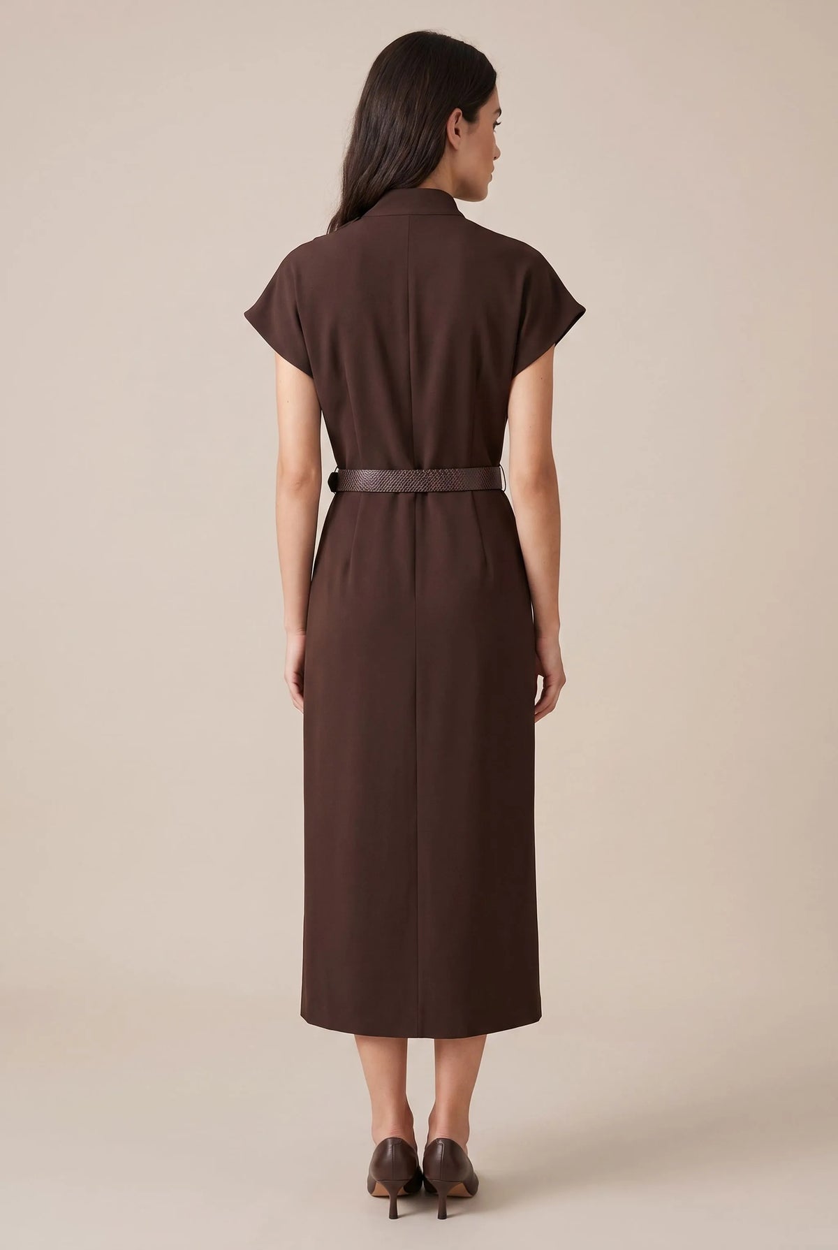 Brunova | Elegantes Braunes Midikleid Im Retro-Stil