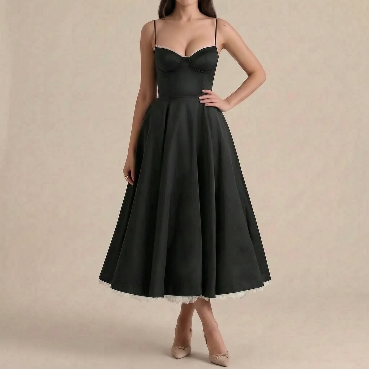 Caelis | Elegantes Midikleid Mit Korsettdetails