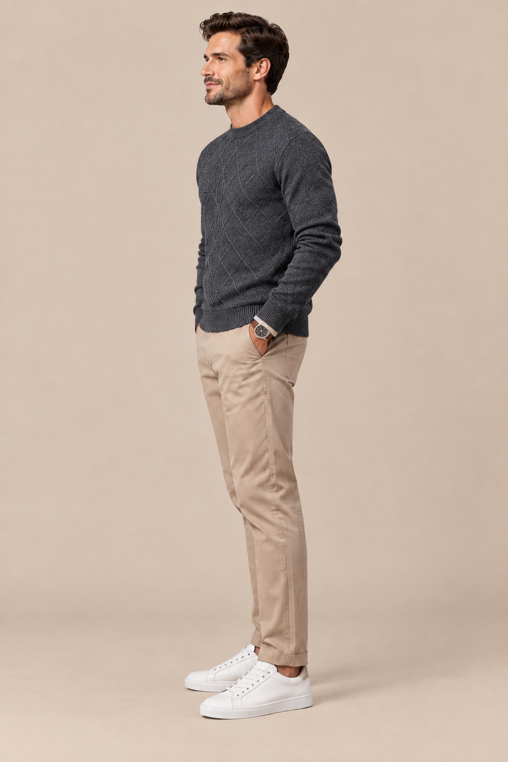 Calvin | Wollpullover Herren mit dezentem Rautenmuster