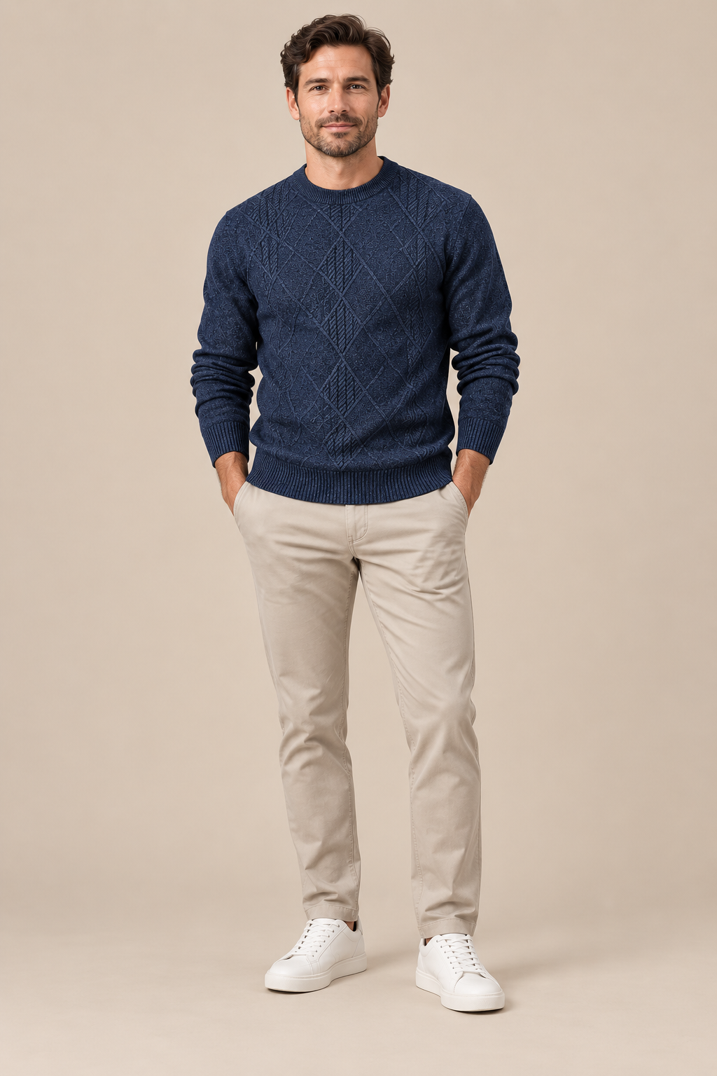 Calvin | Wollpullover Herren mit dezentem Rautenmuster