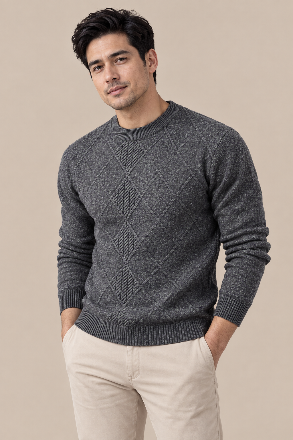 Calvin | Wollpullover Herren mit dezentem Rautenmuster