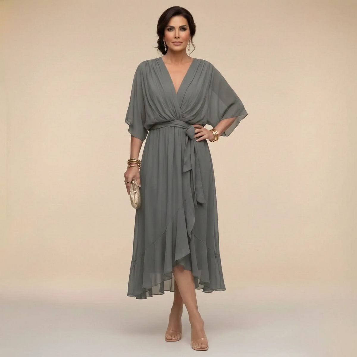 Celesta | Festliches Midikleid Mit Volantsaum
