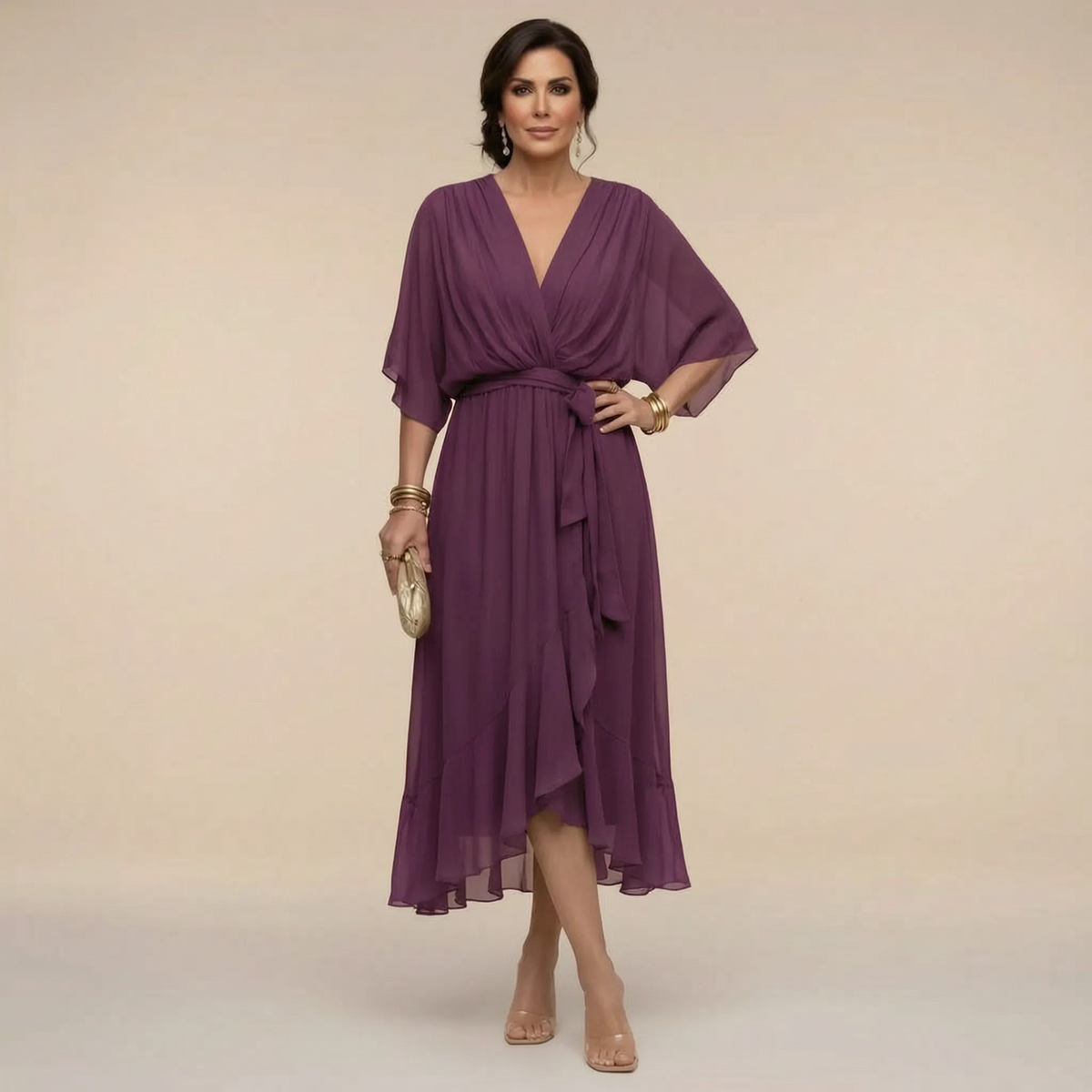 Celesta | Festliches Midikleid Mit Volantsaum