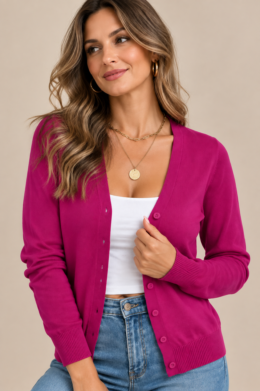 Celestine | Cardigan Damen mit klassischer Knopfleiste