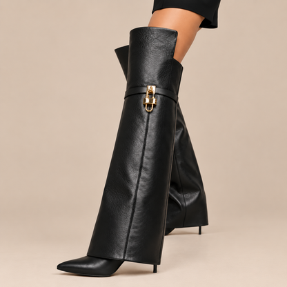 Celia | Fold Over Boots Damen mit hohem Schaft