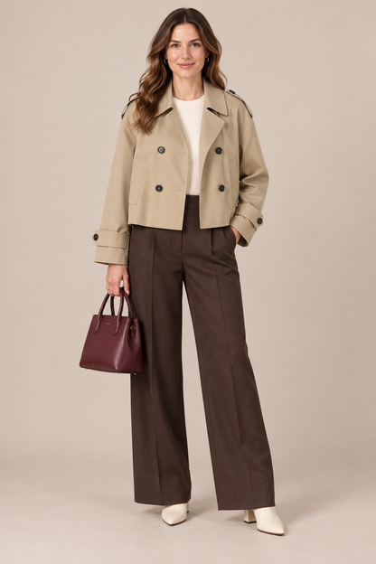 Celinea | Trenchcoat Damen Kurz mit Doppelknopfleiste