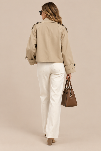 Celinea | Trenchcoat Damen Kurz mit Doppelknopfleiste