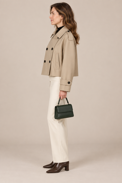 Celinea | Trenchcoat Damen Kurz mit Doppelknopfleiste