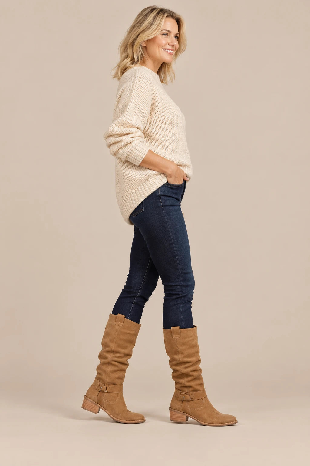 Charlina | Weitschaftstiefel Damen knielang mit weitem Schaft