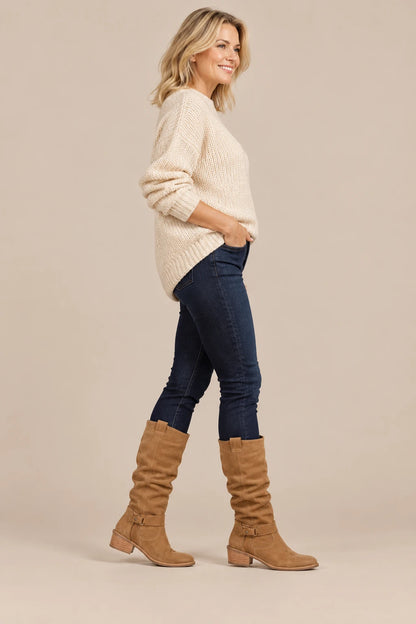 Charlina | Weitschaftstiefel Damen knielang mit weitem Schaft
