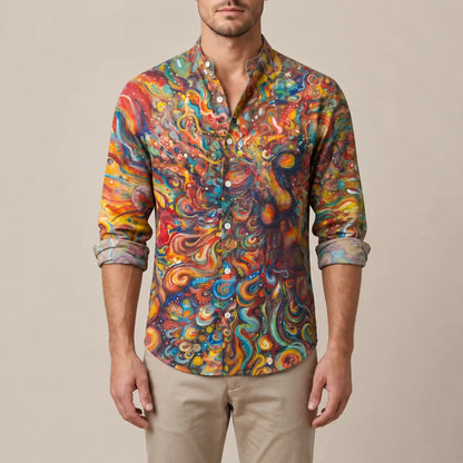 Chromatics | Buntes Herrenhemd Mit Abstraktem Muster
