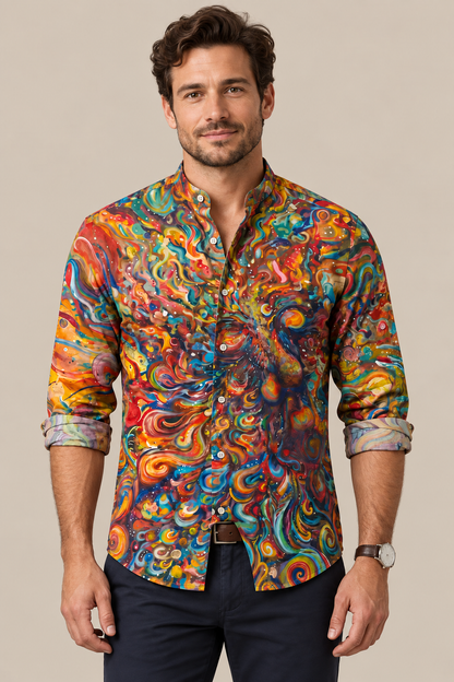 Chromatics | Buntes Herrenhemd Mit Abstraktem Muster