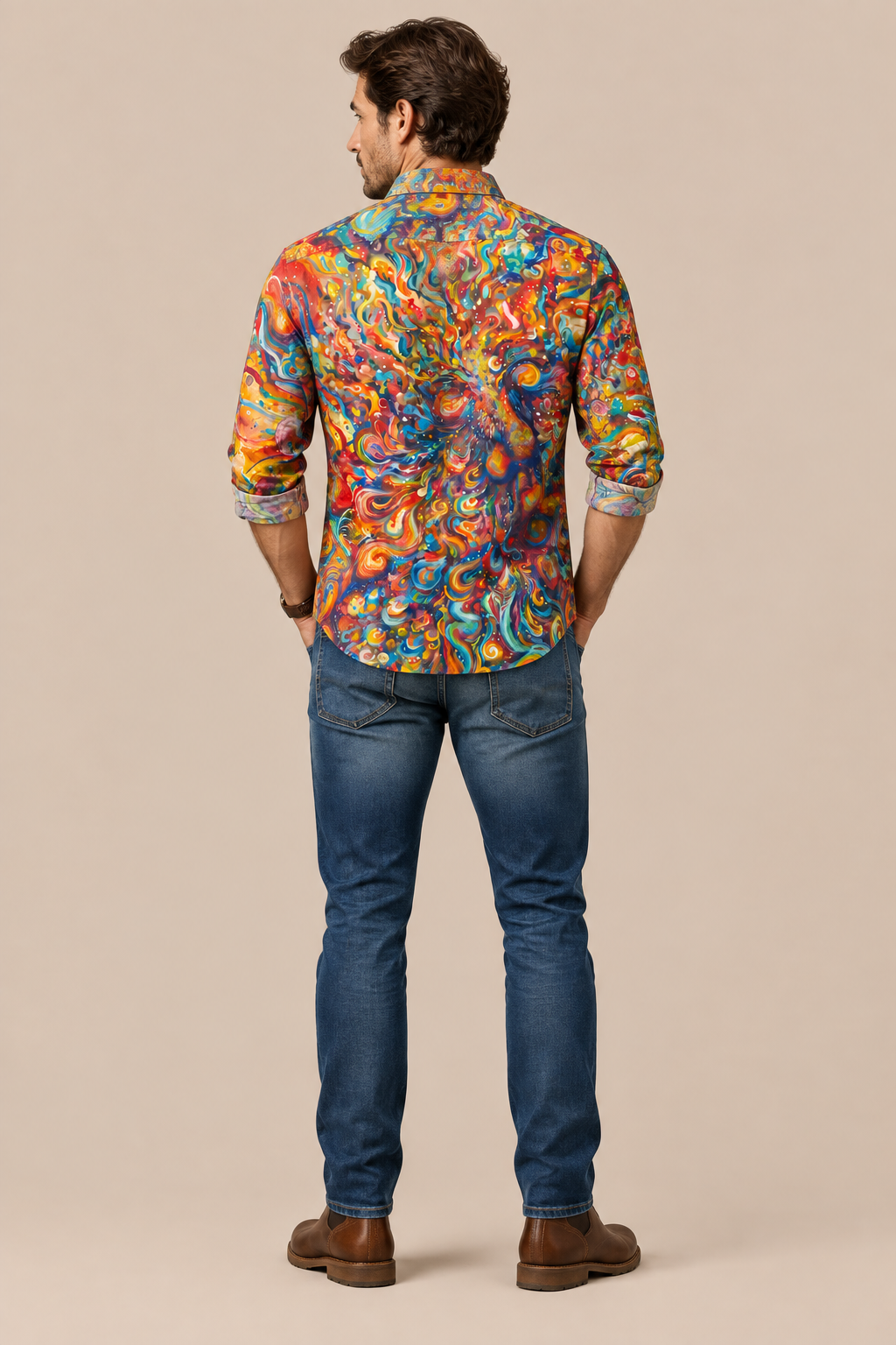 Chromatics | Buntes Herrenhemd Mit Abstraktem Muster