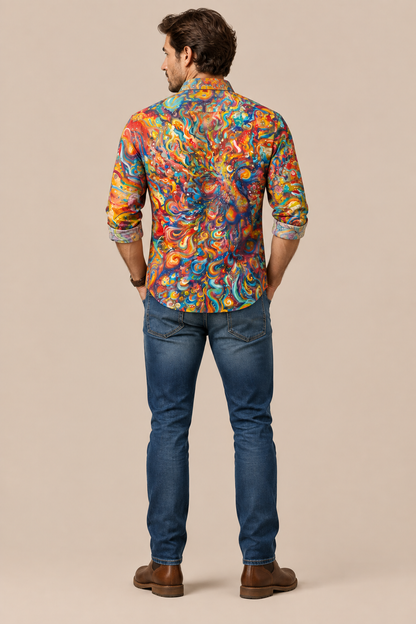 Chromatics | Buntes Herrenhemd Mit Abstraktem Muster