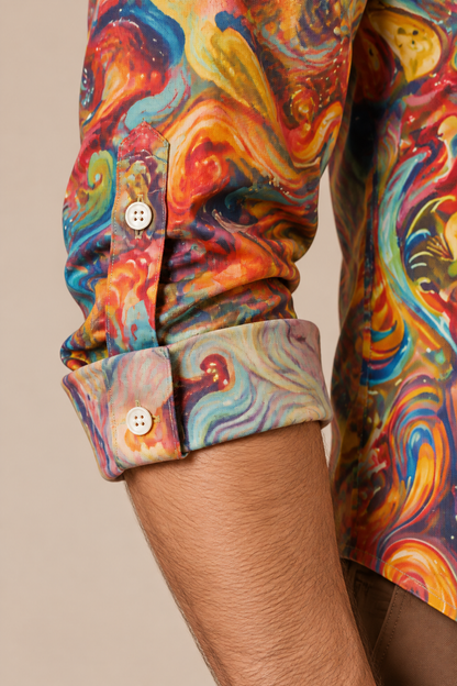 Chromatics | Buntes Herrenhemd Mit Abstraktem Muster