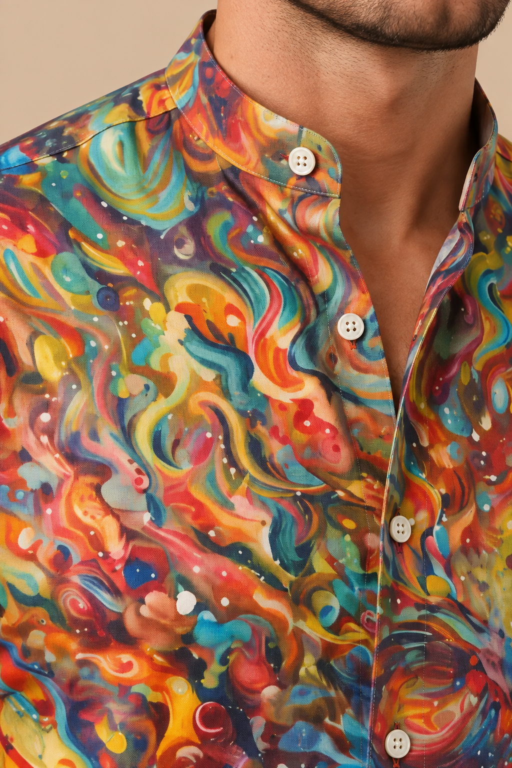 Chromatics | Buntes Herrenhemd Mit Abstraktem Muster