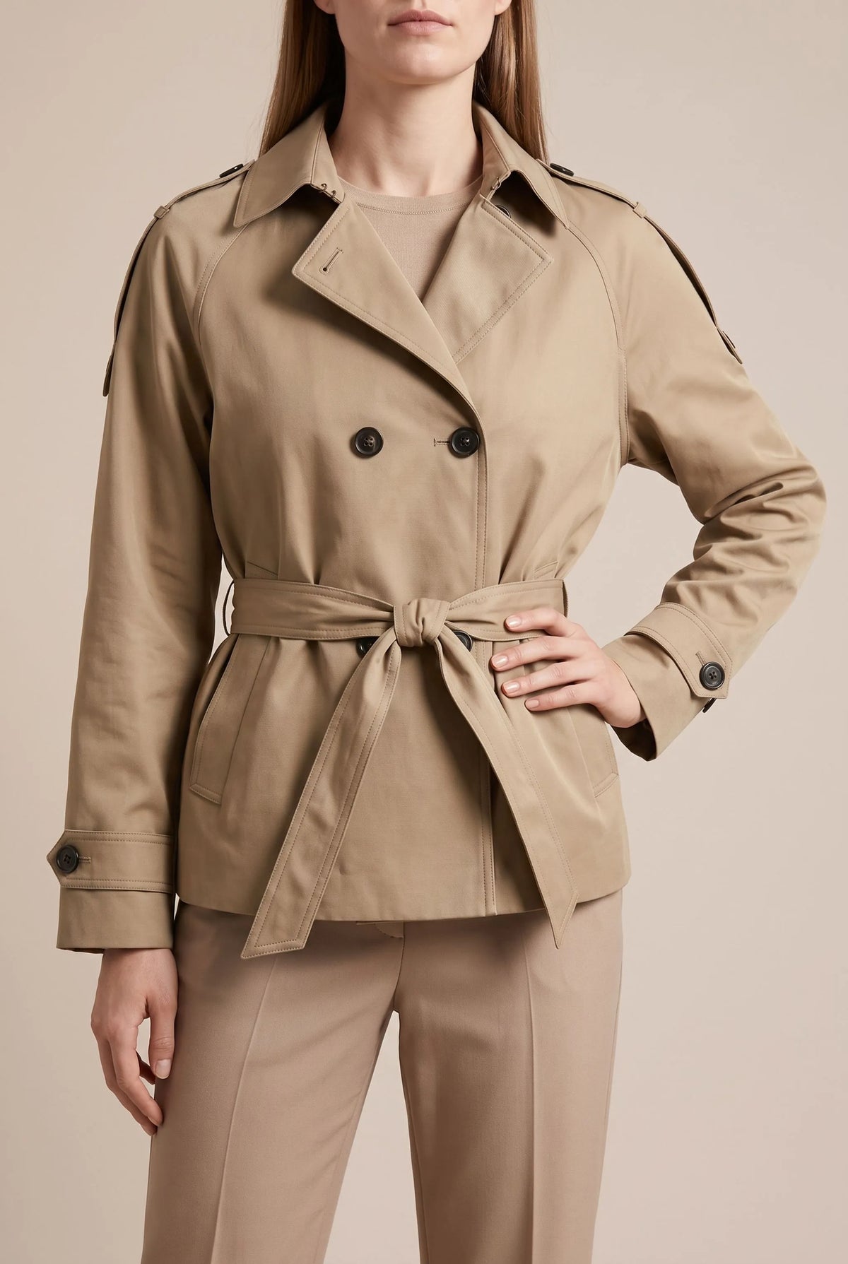 CityTrench | Kurzer Trenchcoat Mit Bindegürtel