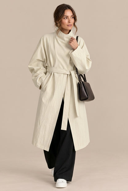 Clarisse | Trenchcoat mit langem Schnitt und hohem Kragen