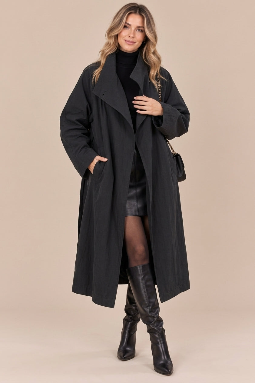 Clarisse | Trenchcoat mit langem Schnitt und hohem Kragen
