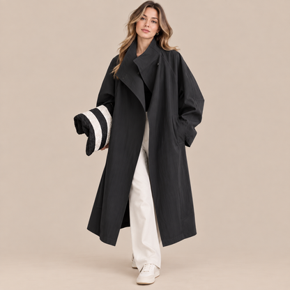 Clarisse | Trenchcoat mit langem Schnitt und hohem Kragen