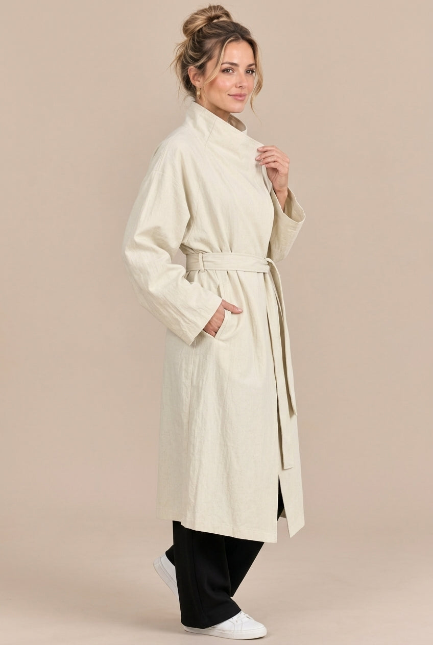 Clarisse | Trenchcoat mit langem Schnitt und hohem Kragen